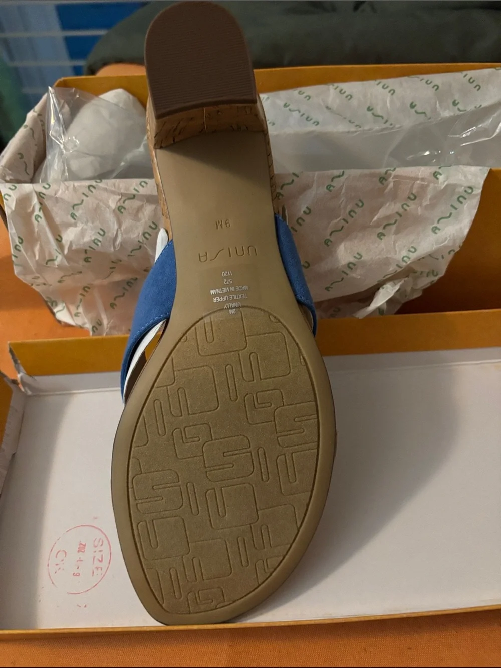 Unisa Blue Cork-Effect Thong Sandal